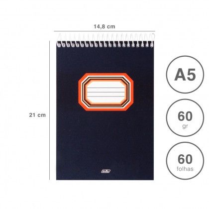 Bloco Apontamentos Espiral Pautado A5 60 Folhas