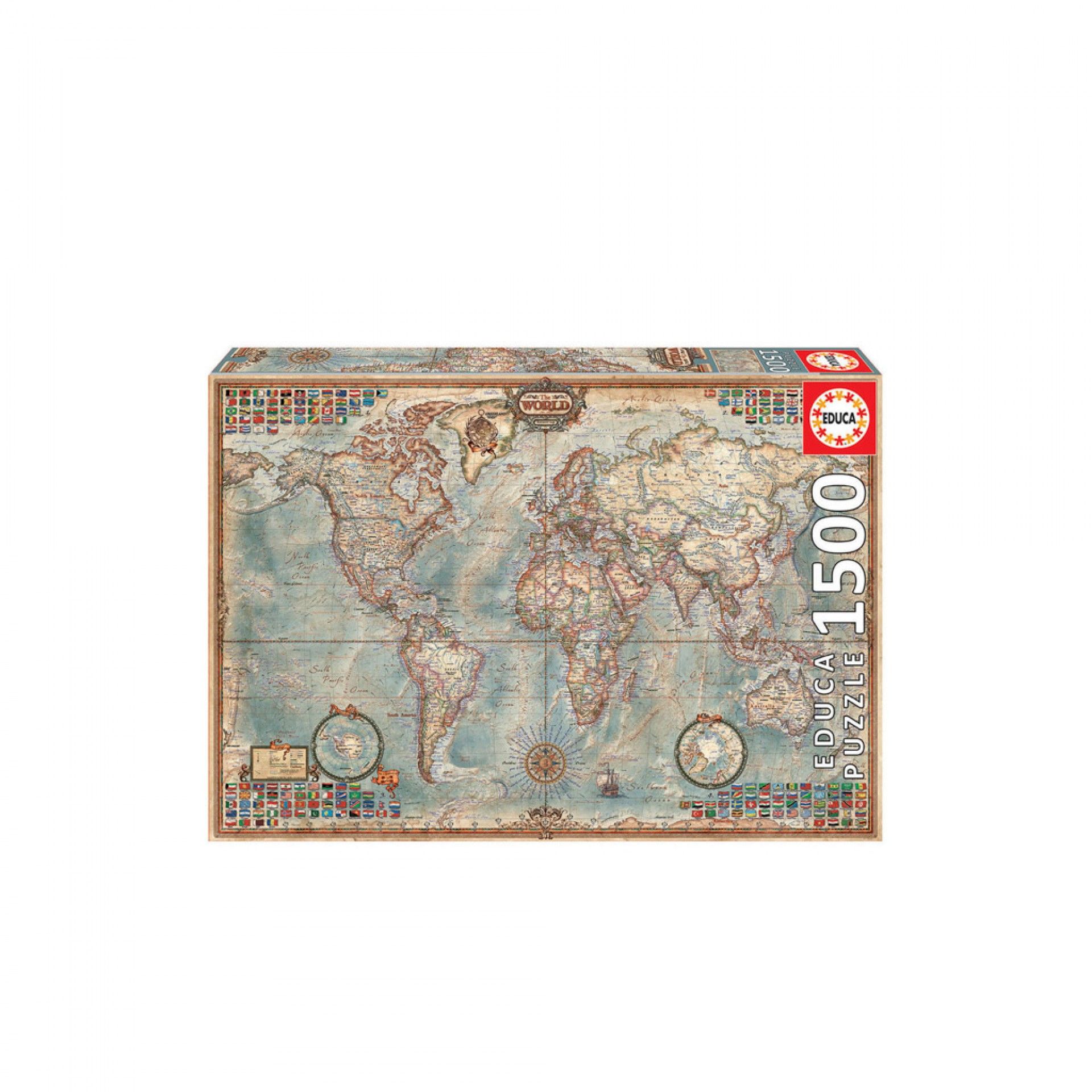 Puzzle Educa 1500 Peças Mundo Mapa Político