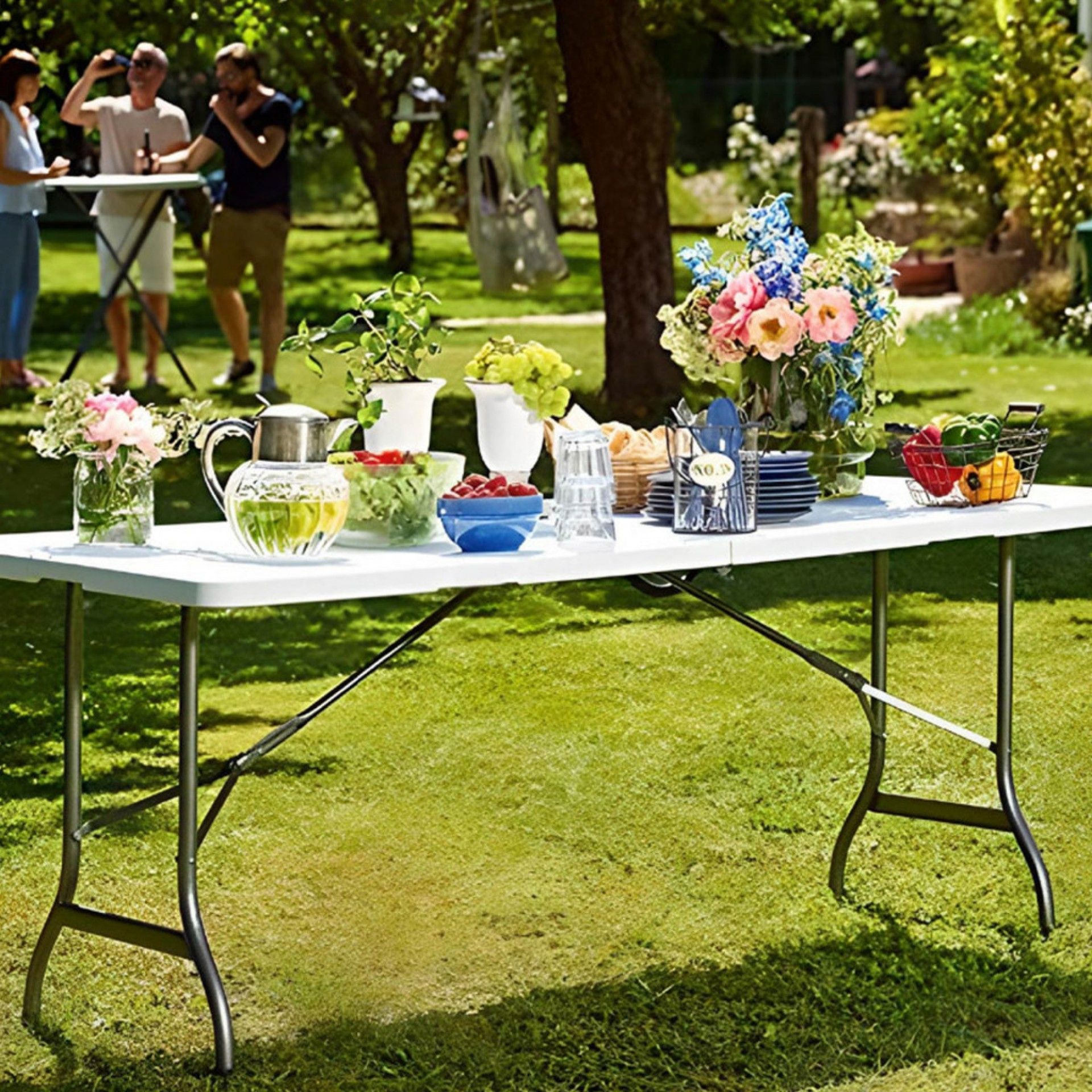 Mesa Plástica Dobrável Retangular 240X76X74cm