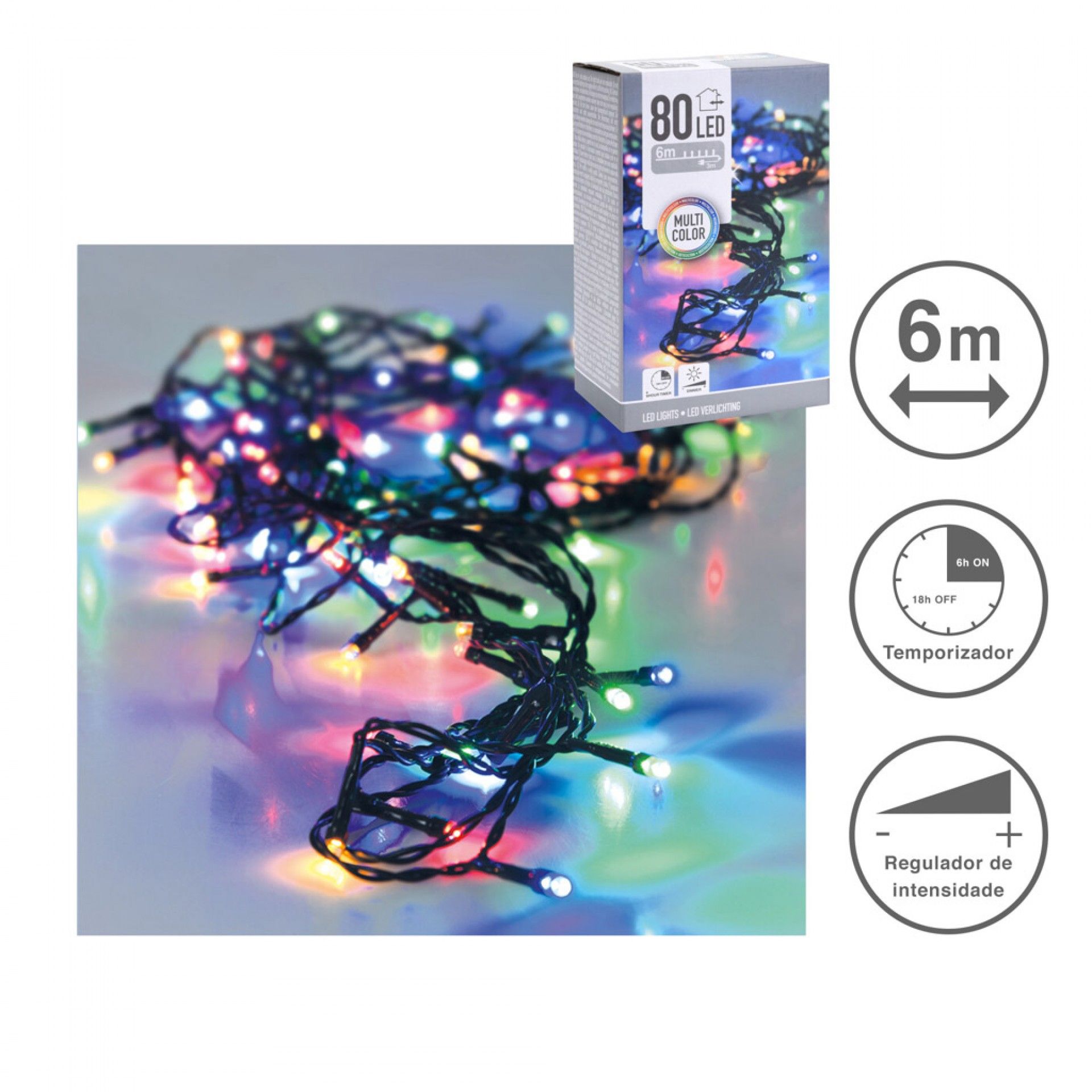 Grinalda 80 Leds Luz Multicor
