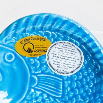 Colher Peixe Cermica Azul Claro 20cm
