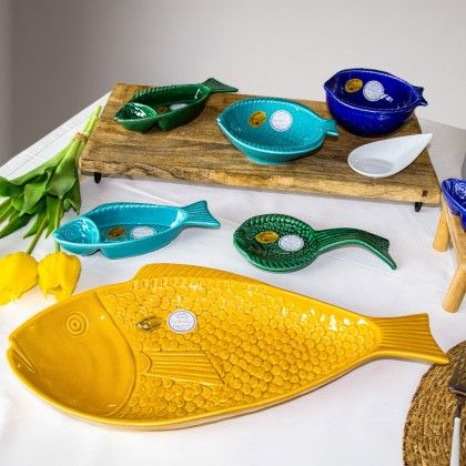 Malga Peixe Cer�mica Amarelo 14cm