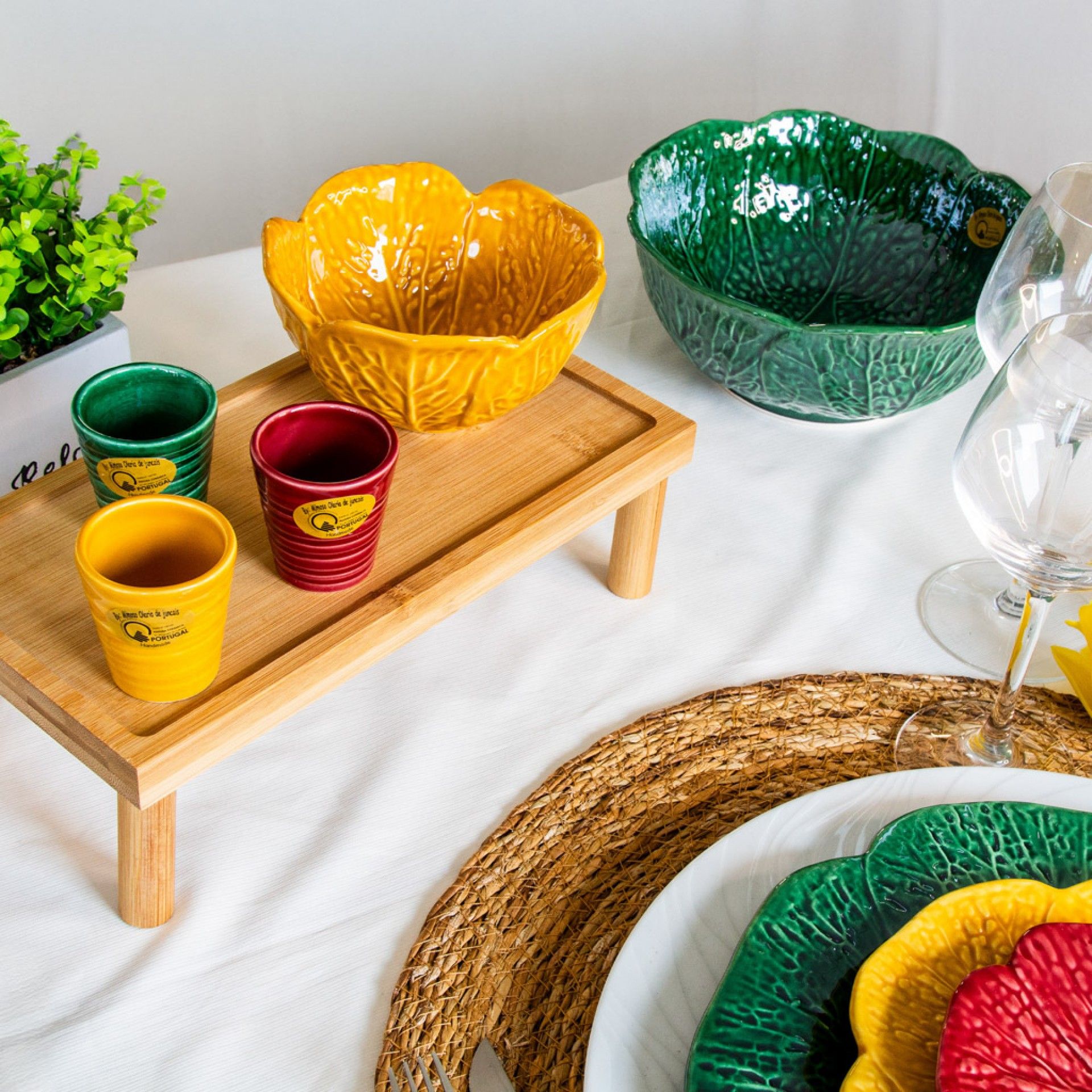 Copo Café Riscas Cerâmica Verde 5.5cm