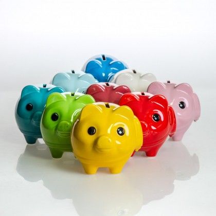 Porco Mealheiro Vidrado Magenta 13X10cm