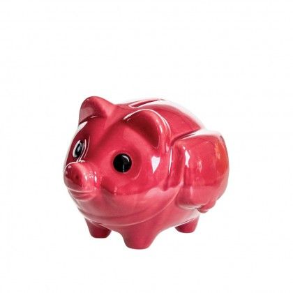 Porco Mealheiro Vidrado Magenta 13X10cm