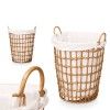Cesto Plástico Efeito Vime com Forro Asas Redondo Natural 43X46X59cm Cesto Plástico Efeito Vime com Forro Asas Redondo Natural 43X46X59cm