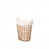 Cesto Pl�stico Efeito Vime com Forro Asas Oval Natural 35X49X58cm