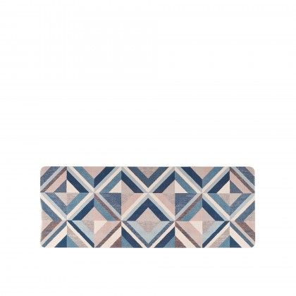 Tapete Cozinha Tringulos Azul 45X120cm