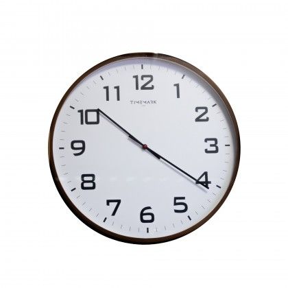 Relógio Parede Timemark Redondo Branco Borda Castanha 50cm Relógio Parede Timemark Redondo Branco Borda Castanha 50cm