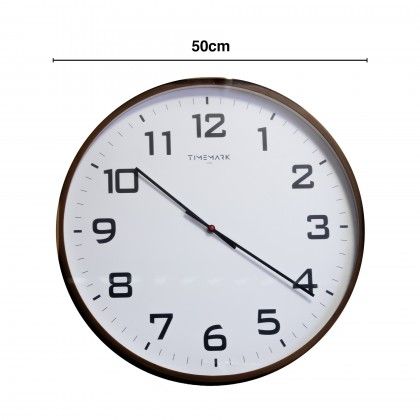 Relógio Parede Timemark Redondo Branco Borda Castanha 50cm Relógio Parede Timemark Redondo Branco Borda Castanha 50cm