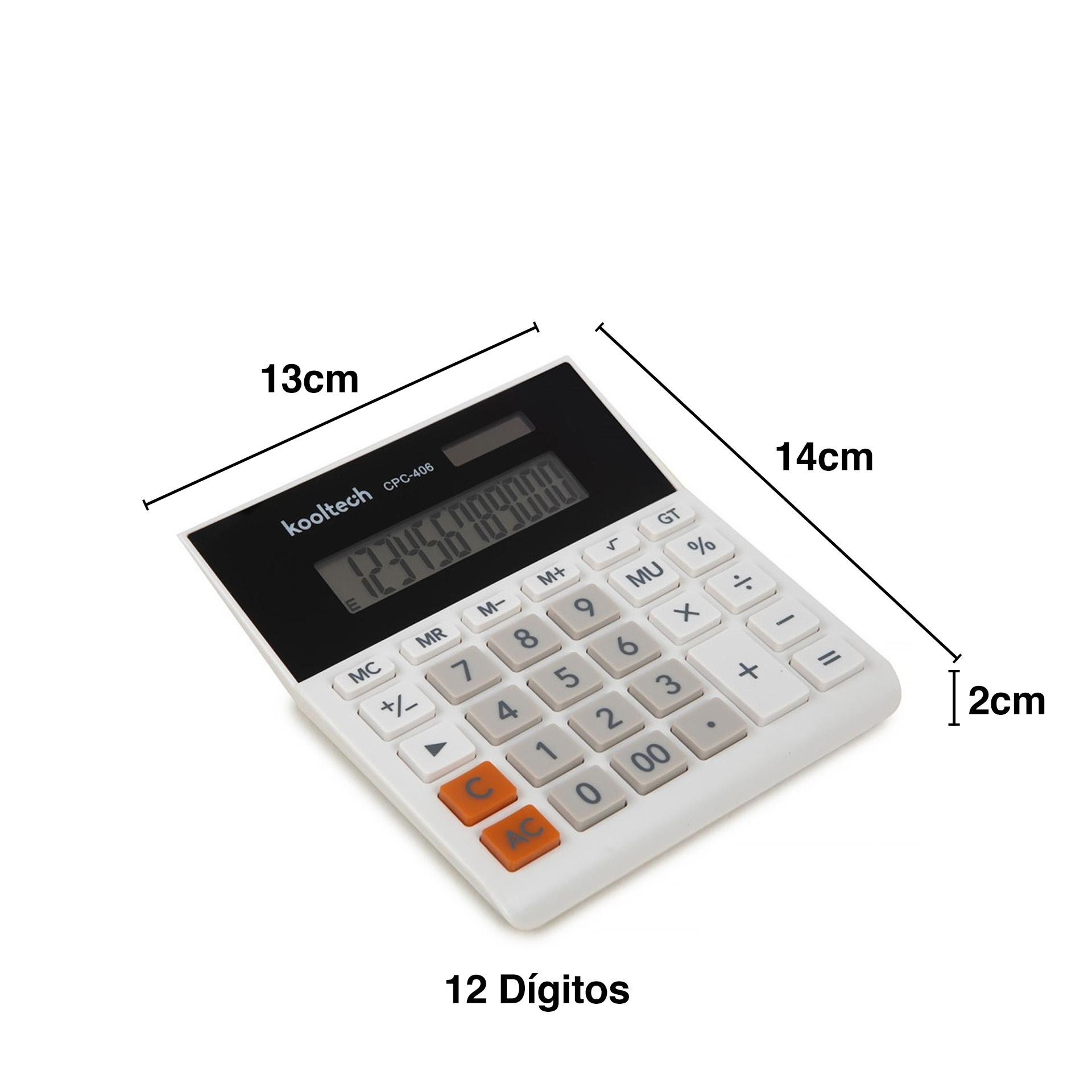 Calculadora Kooltech 12 Dígitos Branca 13X14X2cm