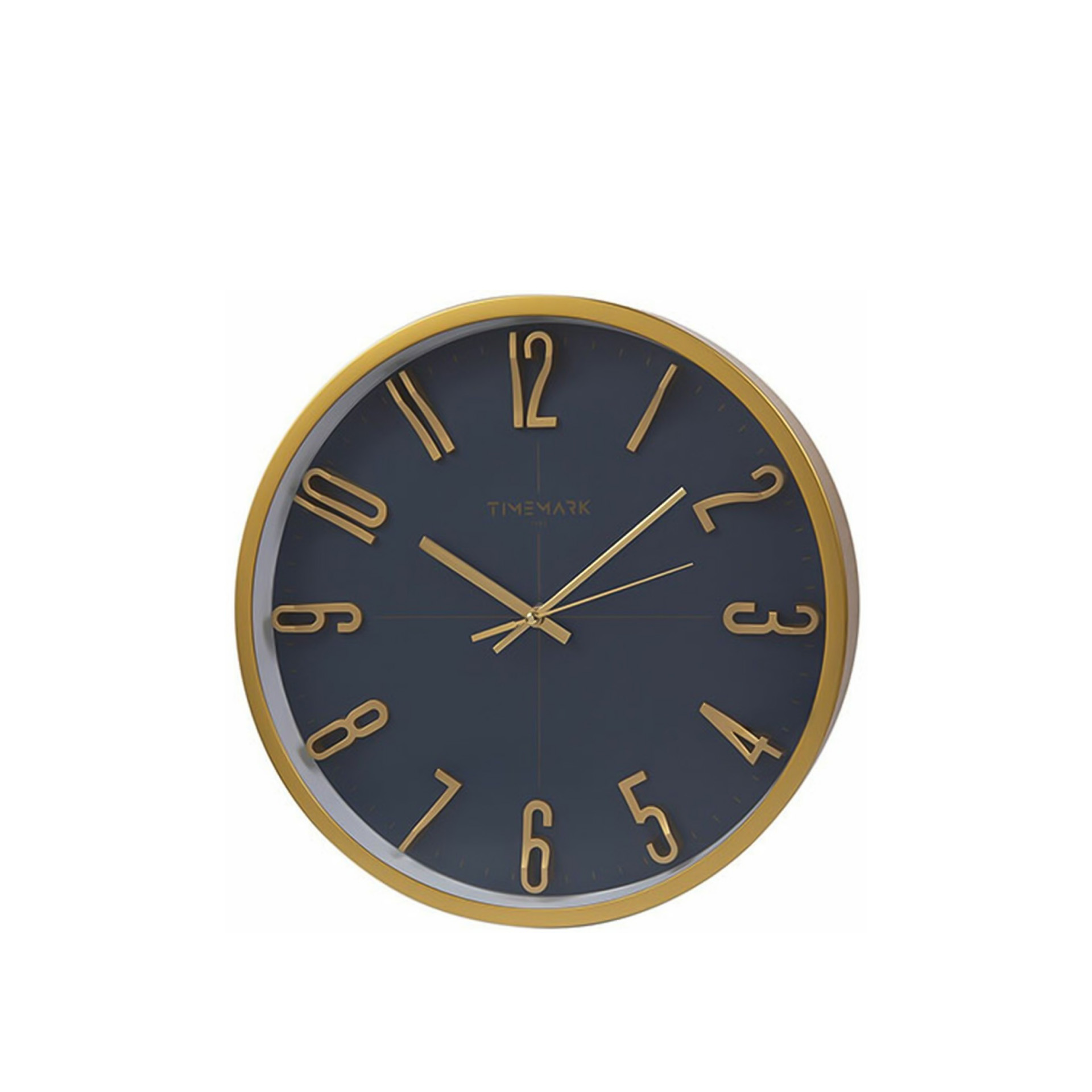 Relógio Parede Timemark Redondo Azul Borda Dourada 34cm