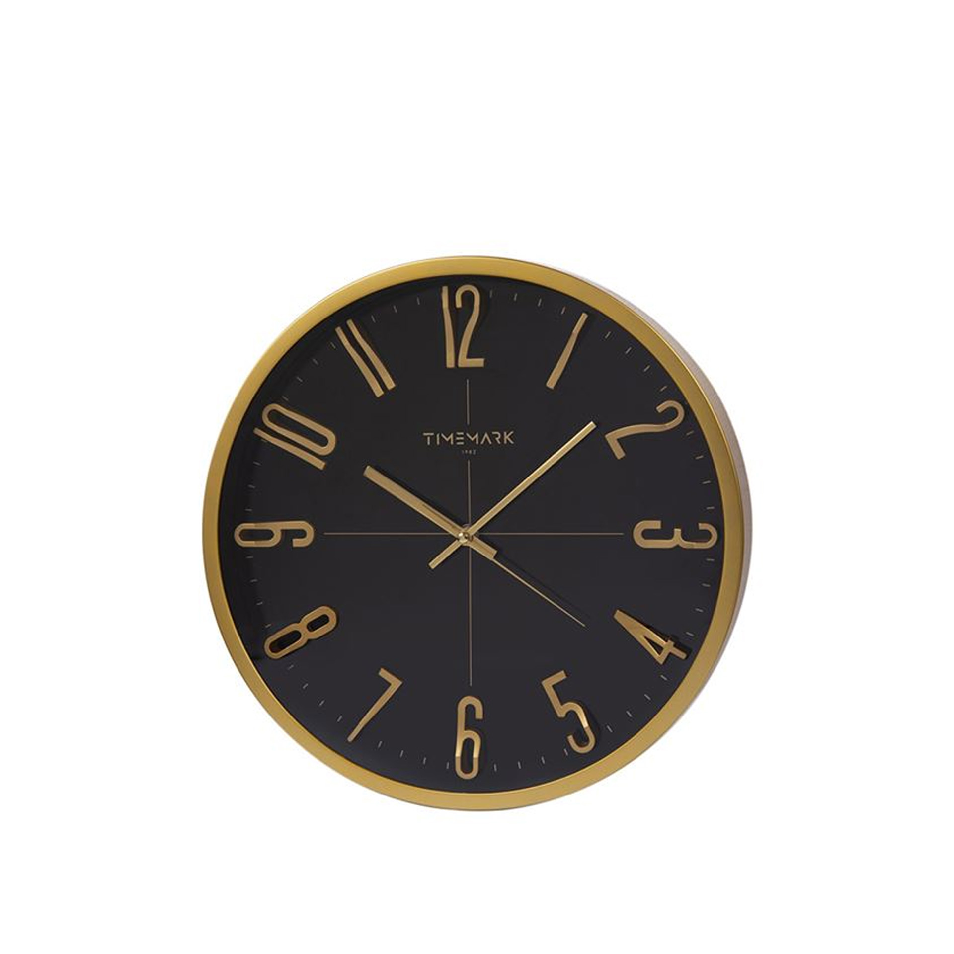 Relógio Parede Timemark Redondo Preto Borda Dourada 34cm