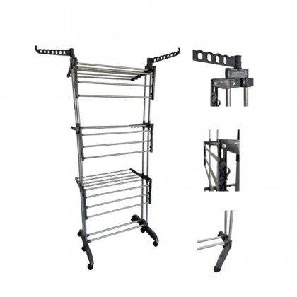 Estendal Chão 3 Andares com Rodas 76X66X176cm Estendal Chão 3 Andares com Rodas 76X66X176cm