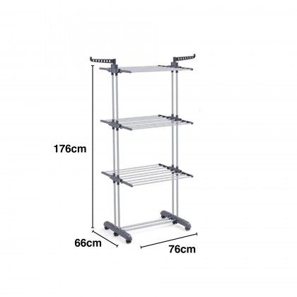Estendal Chão 3 Andares com Rodas 76X66X176cm Estendal Chão 3 Andares com Rodas 76X66X176cm