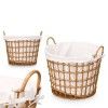 Cesto Plstico Efeito Vime com Forro Asas Redondo Natural 43X46X59cm
