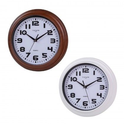 Relógio Parede Timemark Redondo Sortido Branco / Castanho 30cm Relógio Parede Timemark Redondo Sortido Branco / Castanho 30cm