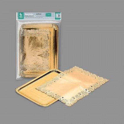 Naperon Papel com Bandeja Retangular Dourado 25X34cm Naperon Papel com Bandeja Retangular Dourado 25X34cm
