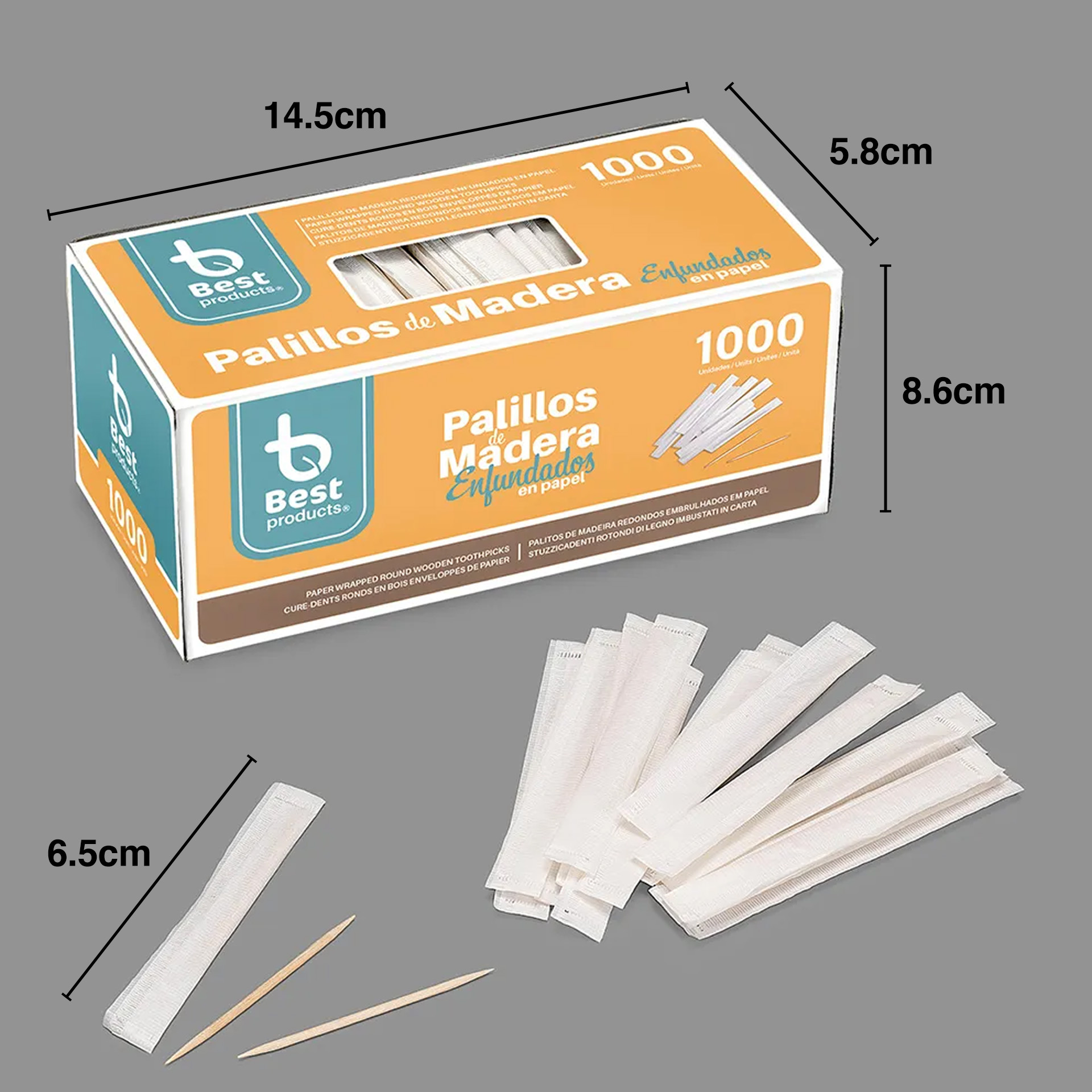 Palito Madeira Higiénico Embalado Papel 6.5cm Pack 1000