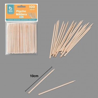 Palito Espetada Madeira 10cm Pack 100