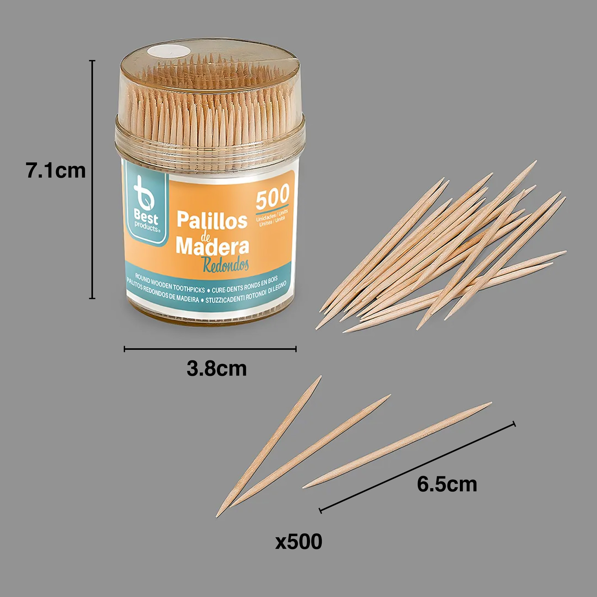 Palito Madeira com Paliteiro 6.5cm Pack 500