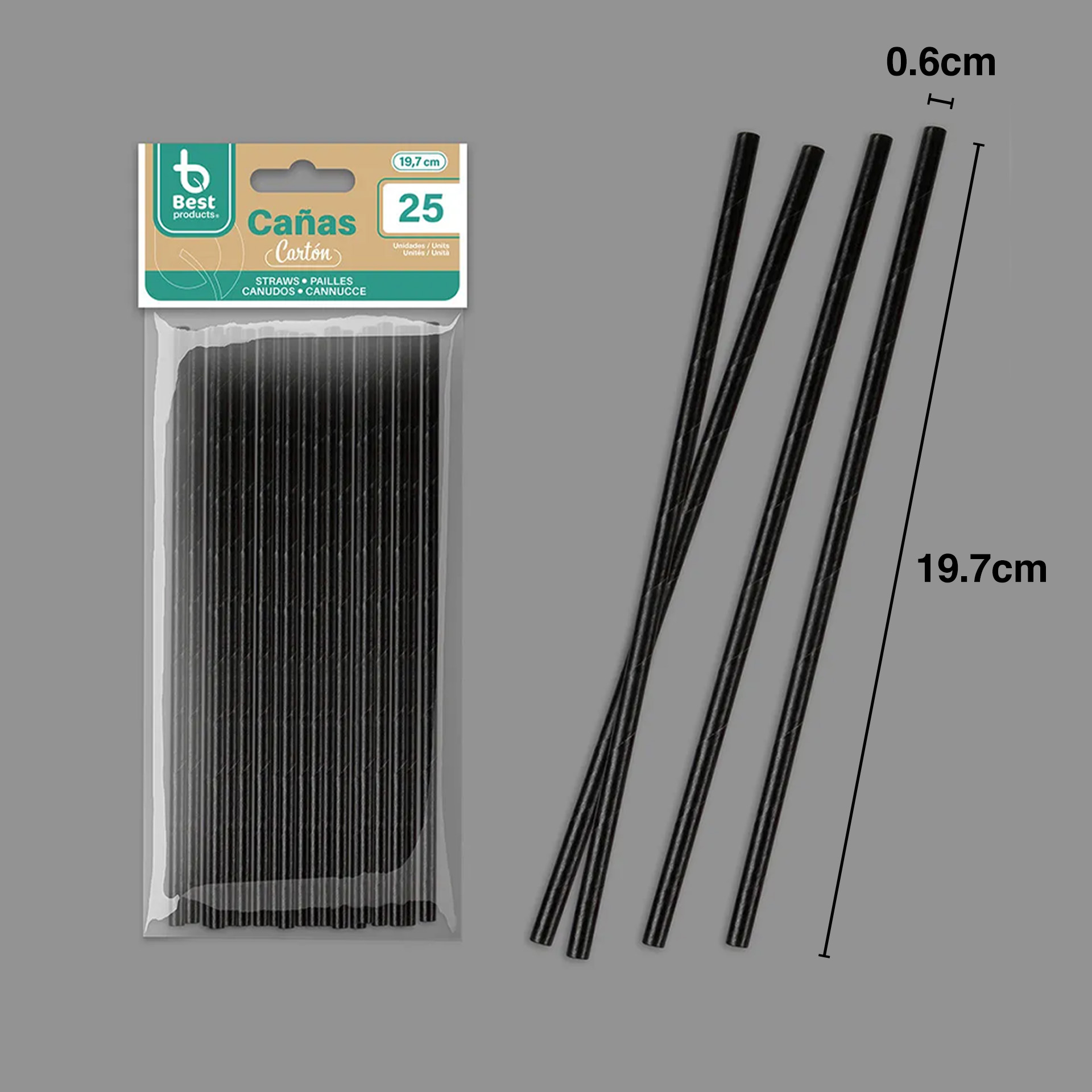 Palhinha Cartão Preto 19.7X0.6cm Pack 25
