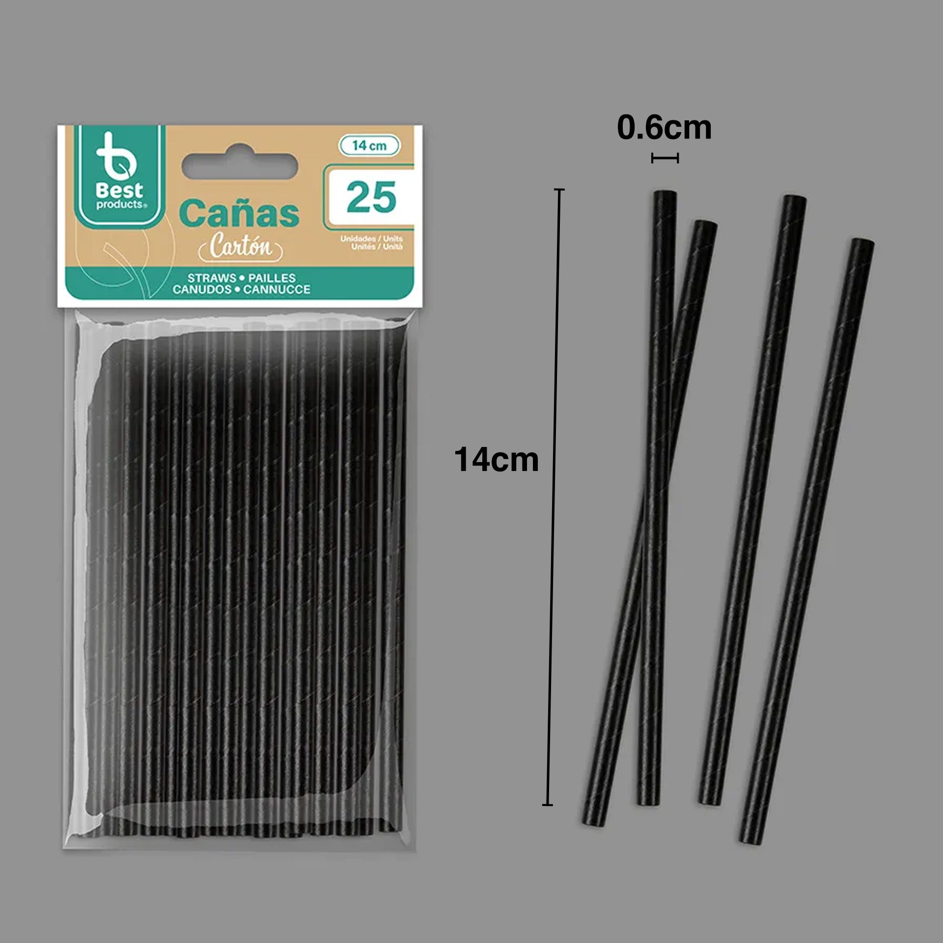 Palhinha Cartão Preto 14X0.6cm Pack 25