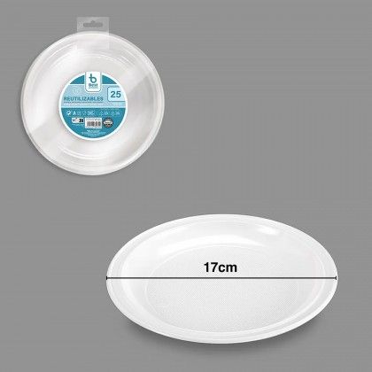Prato Plstico Reutilizvel Raso Branco 17cm Pack 25
