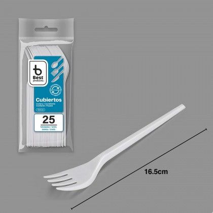 Garfo Plstico Reutilizvel Branco 16.5cm Pack 25