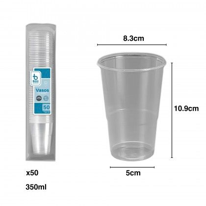 Copo Plstico Reutilizvel Incolor 350ml 8.3X5X10.9cm Pack 50