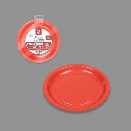 Prato Carto Vermelho 20cm Pack 10