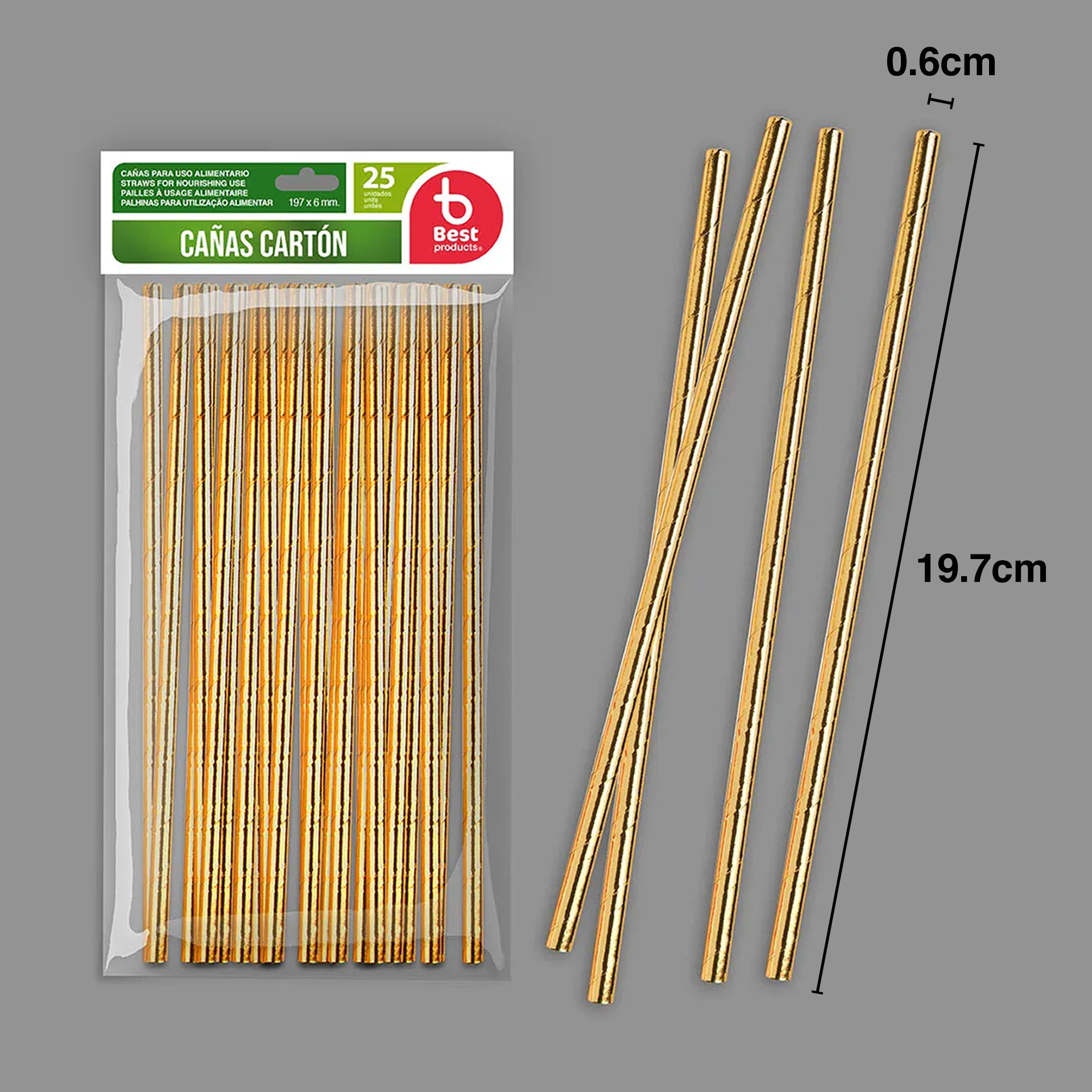 Palhinha Cartão Dourado 19.7X0.6cm Pack 25