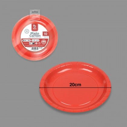 Prato Carto Vermelho 20cm Pack 10