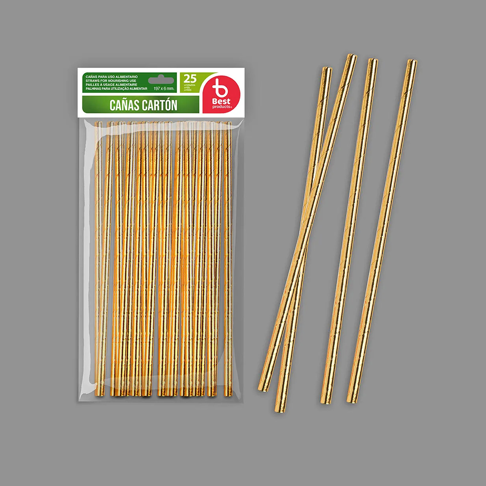 Palhinha Cartão Dourado 19.7X0.6cm Pack 25