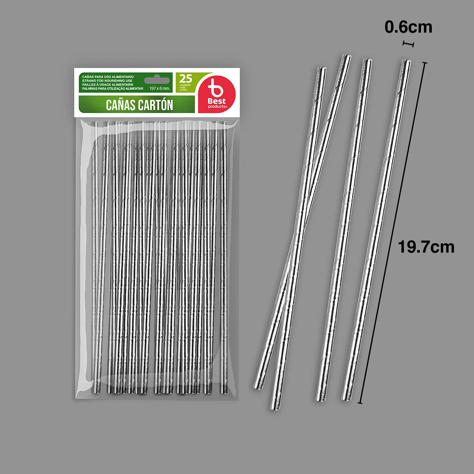 Palhinha Cartão Prateado 19.7X0.6cm Pack 25