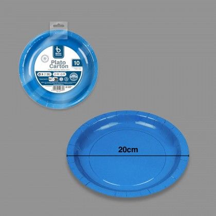 Prato Cart�o Azul 20cm Pack 10