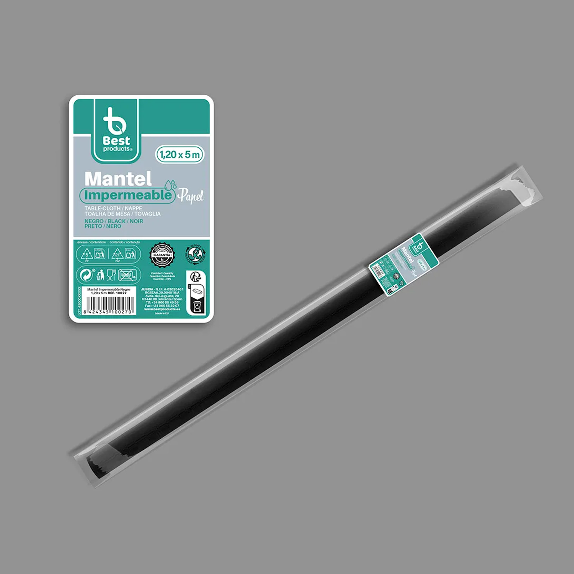 Toalha Mesa Papel Plastificado Preto 120cmx5m
