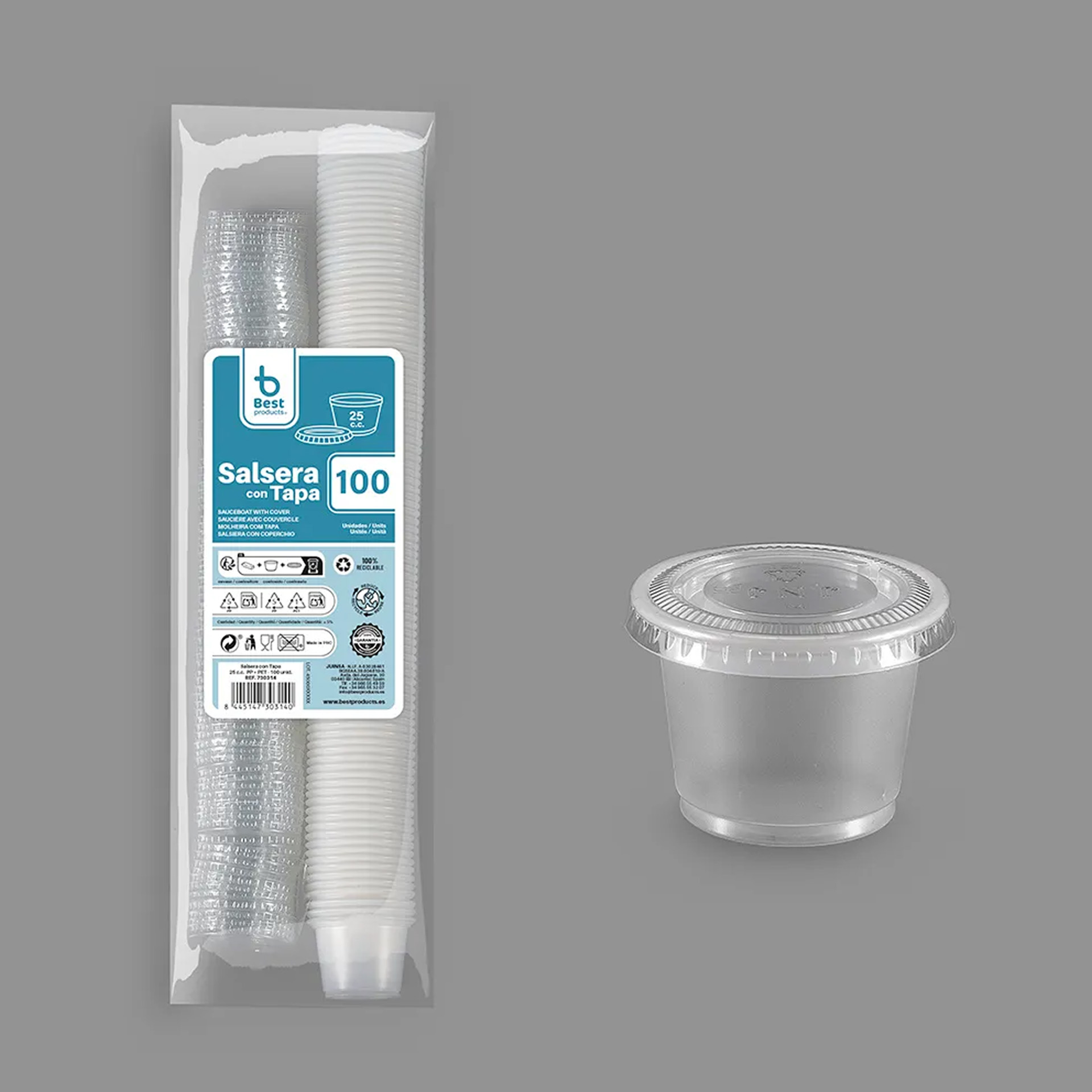 Molheira Plástica com Tampa 25ml Pack 100