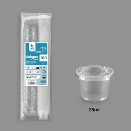 Molheira Plstica com Tampa 25ml Pack 100