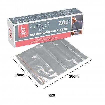 Saco com Fecho Plstico 18X20cm Pack 20