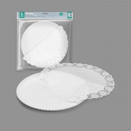 Naperon Papel com Bandeja Redondo Branco 35cm