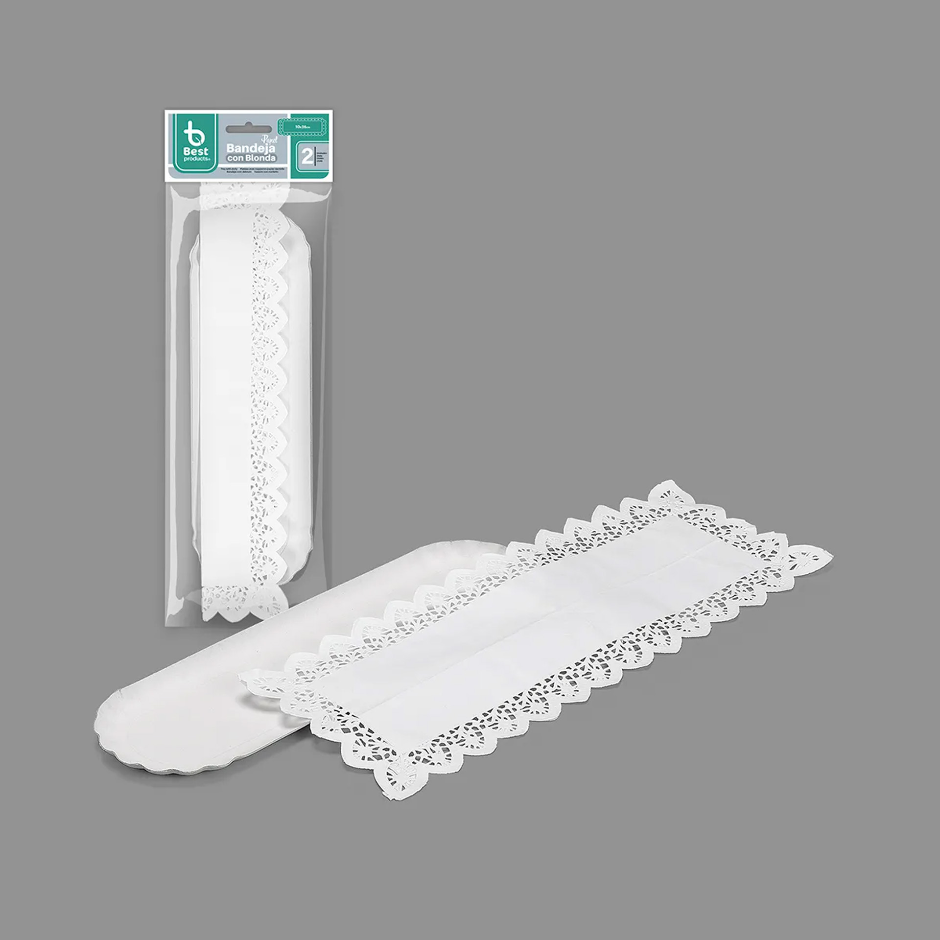 Naperon Papel com Bandeja Oval Branco 10X36cm Pack 2