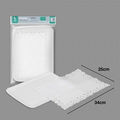 Naperon Papel com Bandeja Retangular Branco 25X34cm