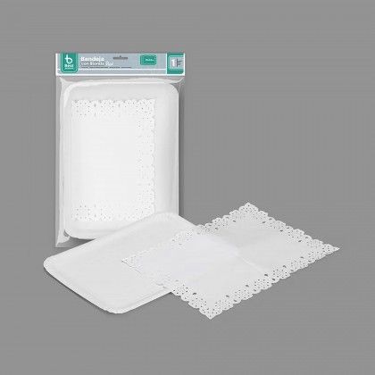 Naperon Papel com Bandeja Retangular Branco 25X34cm