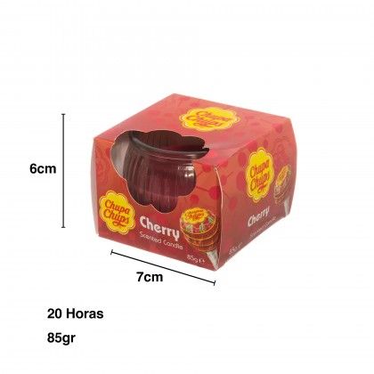 Vela Vidro Chupa Chups Cereja 20 Horas 85gr 7X6cm