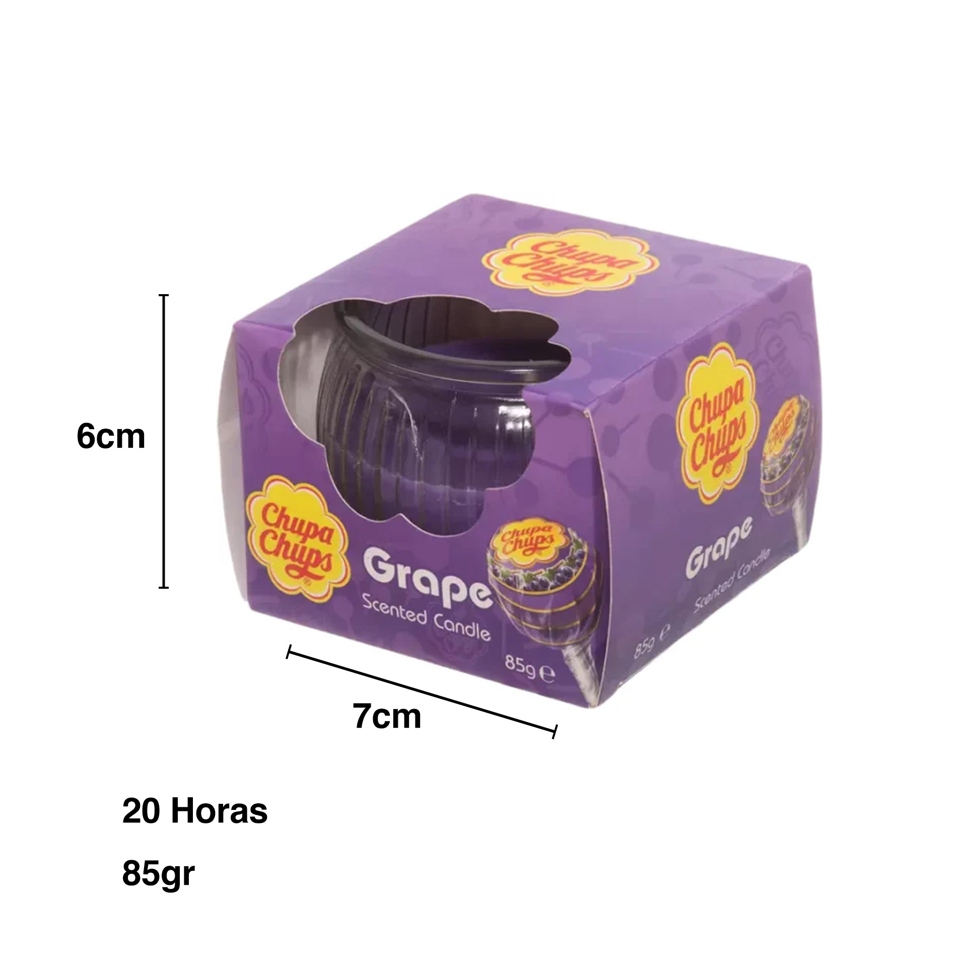 Vela Vidro Chupa Chups Uva 20 Horas 85gr 7X6cm