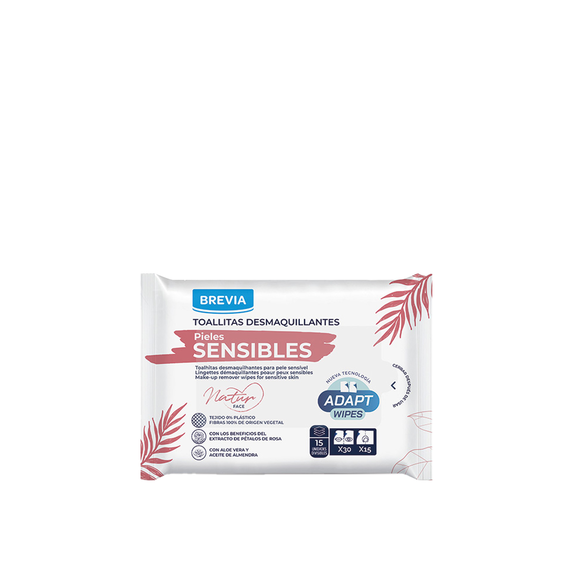 Toalhitas Desmaquilhantes Brevia Peles Sensíveis Pack 15