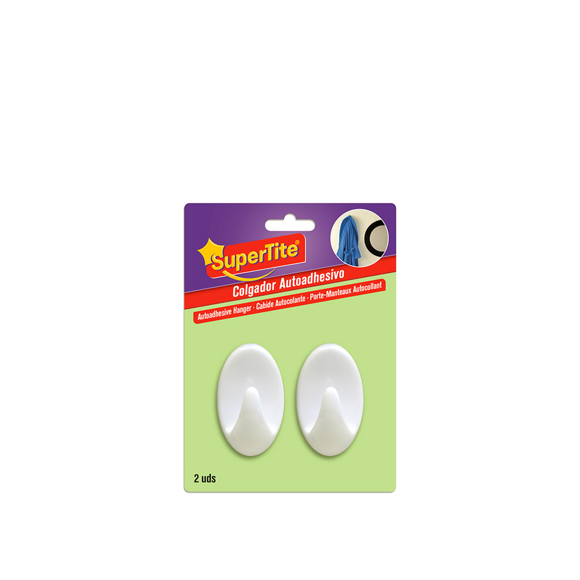 Cabide Adesivo Plástico Branco 5cm Pack 2