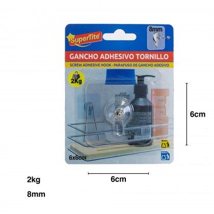 Gancho Adesivo Parafuso 2kg 8mm