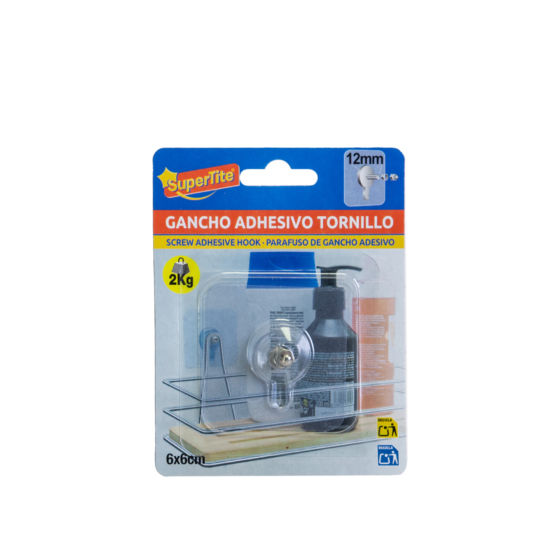 Gancho Adesivo Parafuso 2kg 12mm